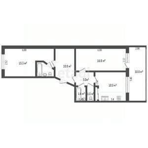 3-к квартира, вторичка, 66м2, 2/5 этаж