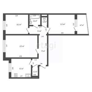 3-к квартира, вторичка, 63м2, 7/9 этаж